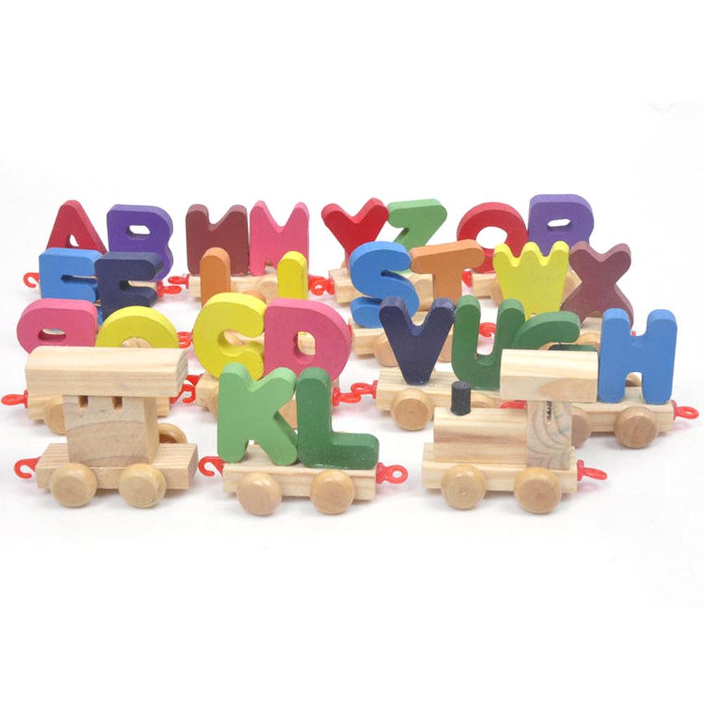 Kinderen Trein Speelgoed 26 Engels Letters Baby Vroeg Leren Puzzel Houten Speelgoed Van Liefde