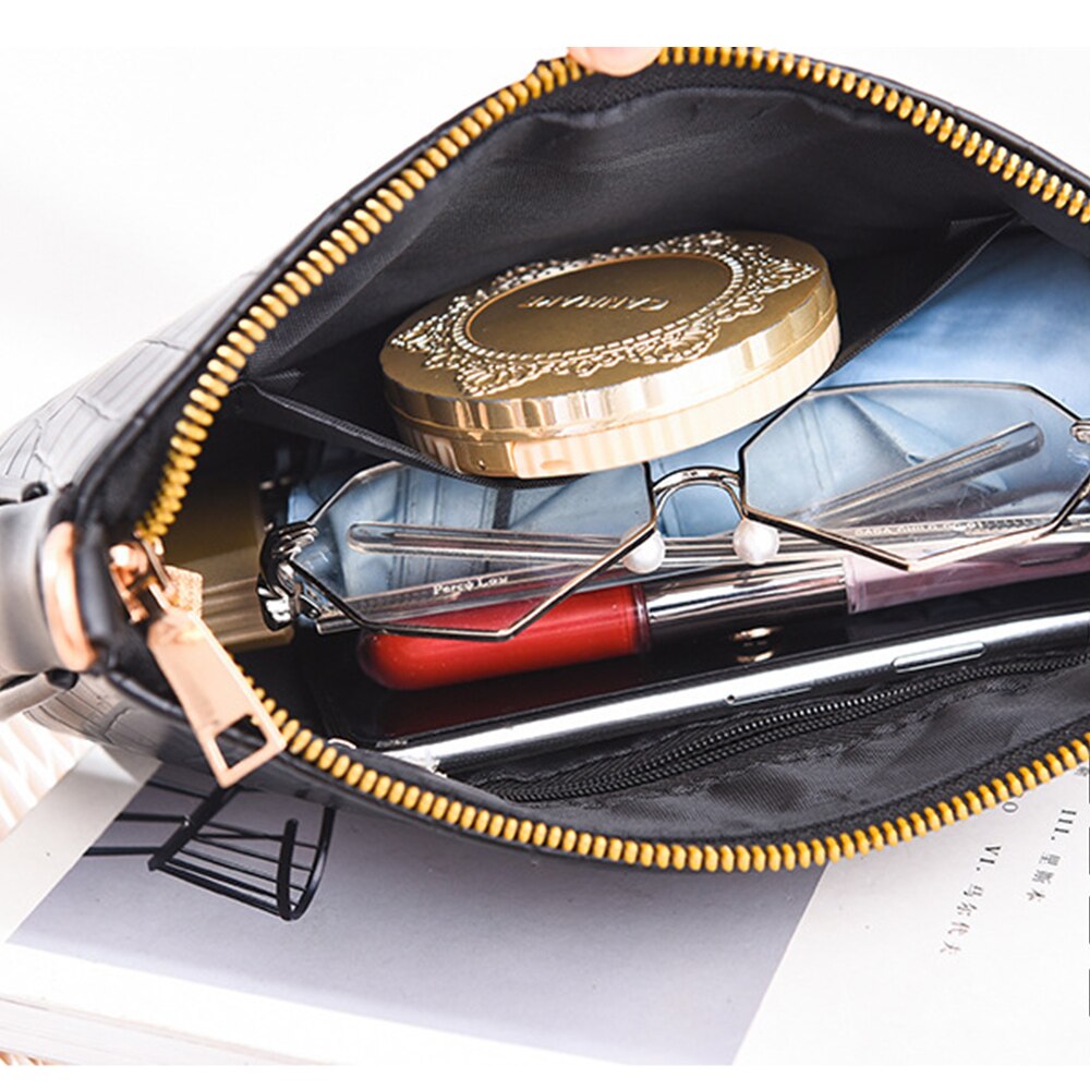 Wzór krokodyla skórzana torba na ramię zwykły Crossbody torby damskie torebki Totes torba 3 zestawy wieczorne sprzęgło torebka