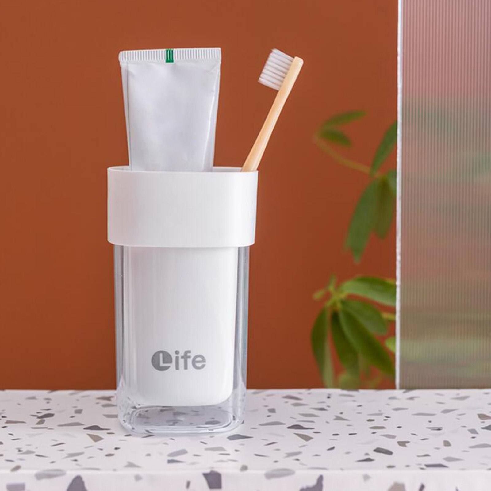 Portavasos Simple de doble capa para lavado de dientes, caja de almacenamiento para cepillo de dientes de viaje para pareja, conjunto para lavar el baño, taza dental