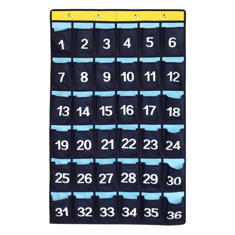 30 Pockets Numbered Organizer Classroom Pocket Chart for Cell Phones Calculators Holders