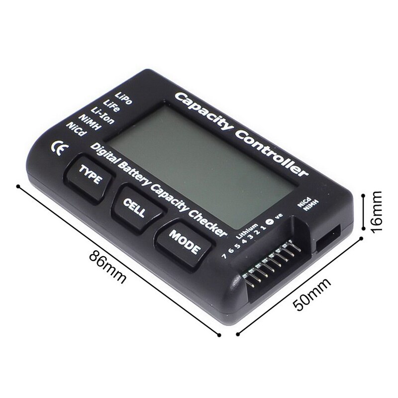 Digitale Batterij Tester Batterij Checker Controller Lcd Voor Lipo Life Li-Lon Nicd Nimh: black