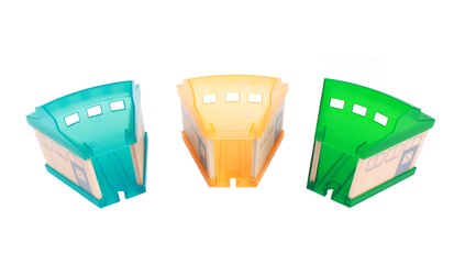 Plastic Transparante Parking Garage Compatibel Met Houten Magnetische Spoor Treintje Scène Spoor Accessoires: Watermelon Red