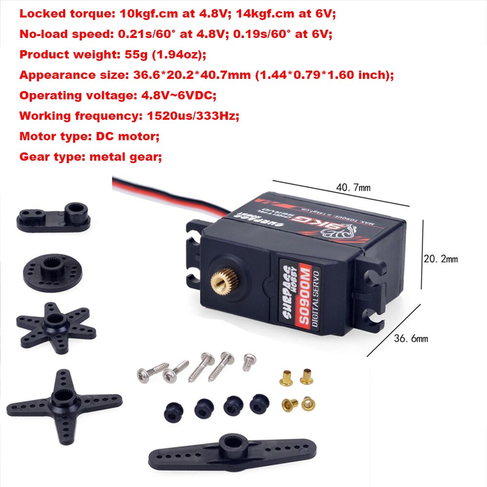 SURPASS HOBBY servo 9g 17g 25g 6kg 9kg 15kg 16kg 20kg 24kg 25kg 30kg Digital Servo for 1/18 1/16 1/12 1/10 1/8 1/7 1/5 rc car: 9KG metal servo