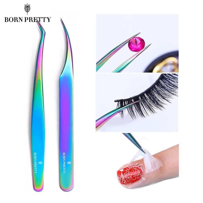 GEBOREN PRETTY Chameleon Kleurrijke Tweezer Steentjes Picking Tool Rvs Wenkbrauw Clip Enten Wimpers Make-Up Tool