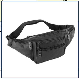 Style Men Leather Casual Fanny Pack Waist Belt Bag Purse Hip Pouch Travel Sports Waist Packs: Black