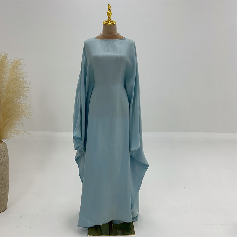 Shiny Butterfly Abaya Women Summer Muslim Loose Party Long Dress Female Solid Comfortable Classic Loose Abaya: Brown