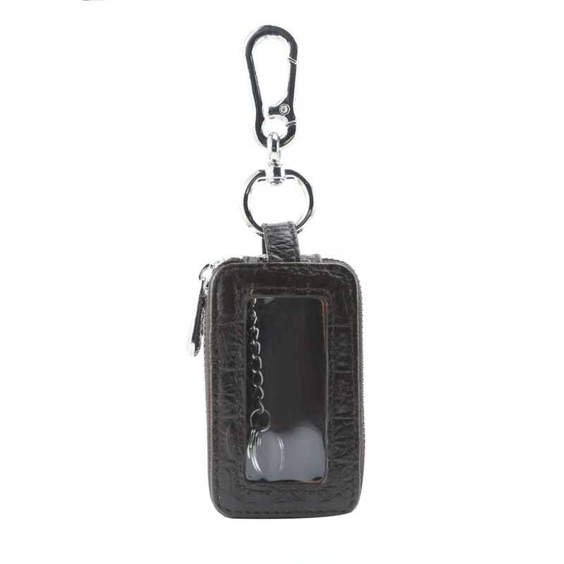 Voiture porte-clés portefeuille en cuir sac à fermeture éclair majordome porte-clés boîte Double fermeture éclair avec fenêtre: Brown