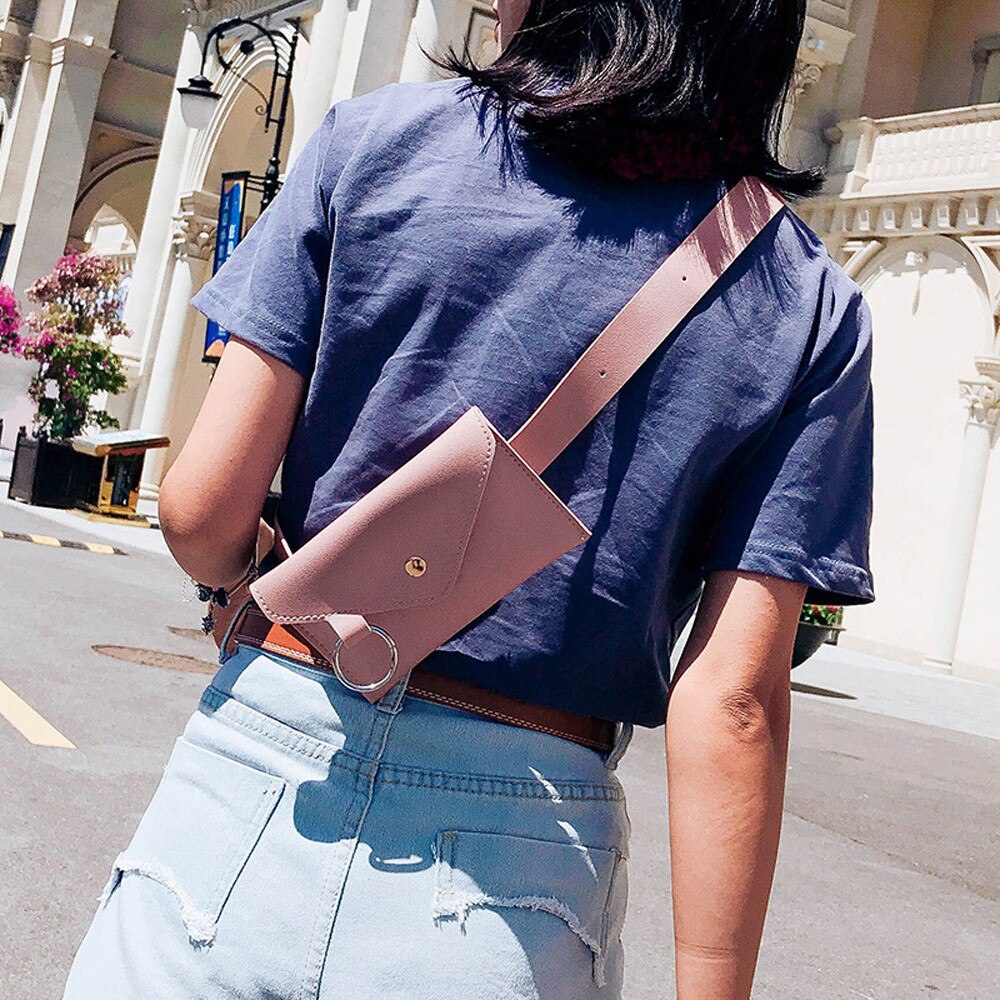 Pack Women Belt Bag Leather Waist Bag Women's Pure Color Ring PU Messenger Shoulder Chest pochete homem