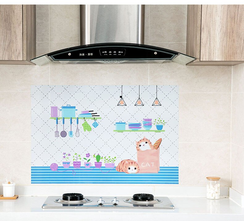 Cozy Kitchen Stickers Anti-oil PET Wall Decals for Cabinet Stove Waterproof Kitchen Sticker Home Decoration Mural Cute Wallpaper: 2