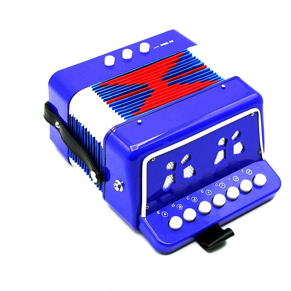 7- nøgle harmonika 2 bas mini harmonika pædagogisk musikinstrument rytmeband til børn sort/rød/blå (valgfrit)