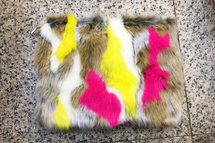 Women's Clutches Bags Lady Mixed Faux Fur Clutch Handbags Shoulder Bags Pouch Party Messenger Purse Colorful Bag