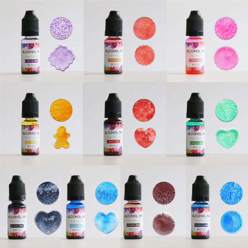24 farver 10ml kunst blæk alkohol epoxyharpiks pigment kit flydende harpiks farvestof farvestof blæk diffusion uv epoxyharpiks smykker fremstilling
