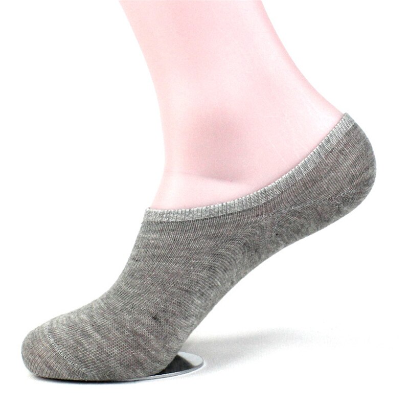 1 par forår sommer mænd sokker ensfarvet vild lavvandet mund felmen piger kvinde usynlig tøffel sports sokker: Wz047- grå
