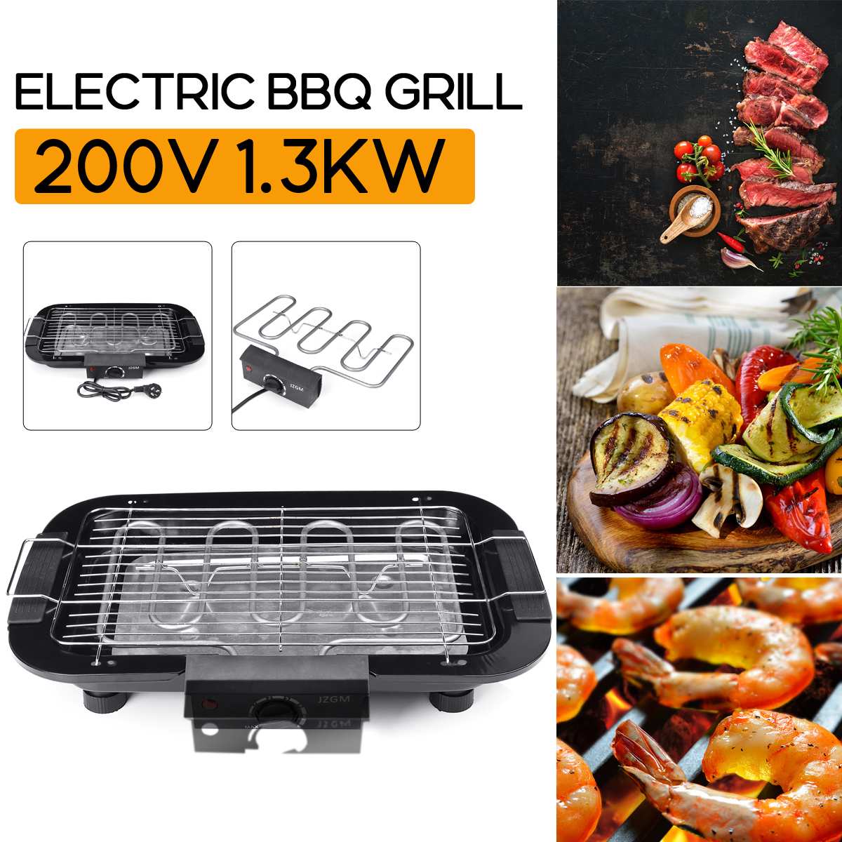 1300W Portable Electric Grill Smokeless Electric Pan Grill BBQ Griddle Home Barbecue Mini Non-stick Plate Electric Grill Machine