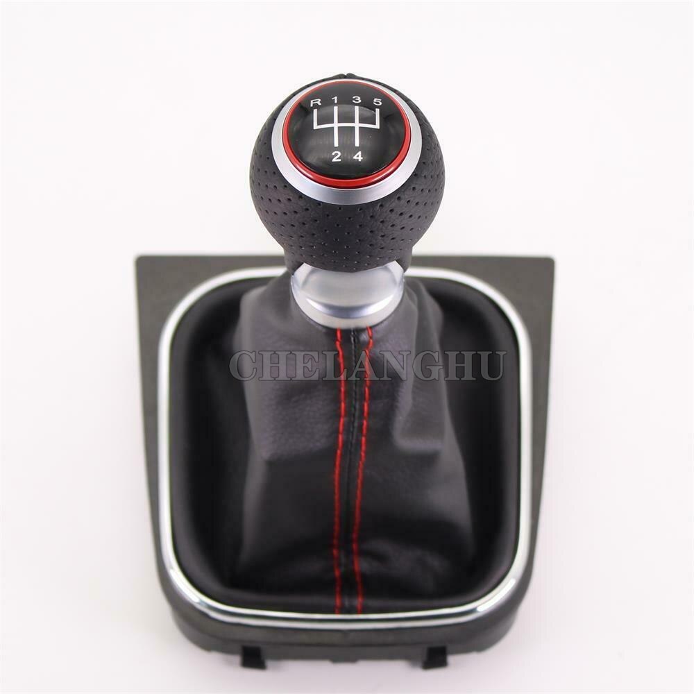 For VW Golf 6 A6 MK6 GTI GTD R20 Car-styling car 5 speed Gear shift knob pu leather Boot: gear and boot