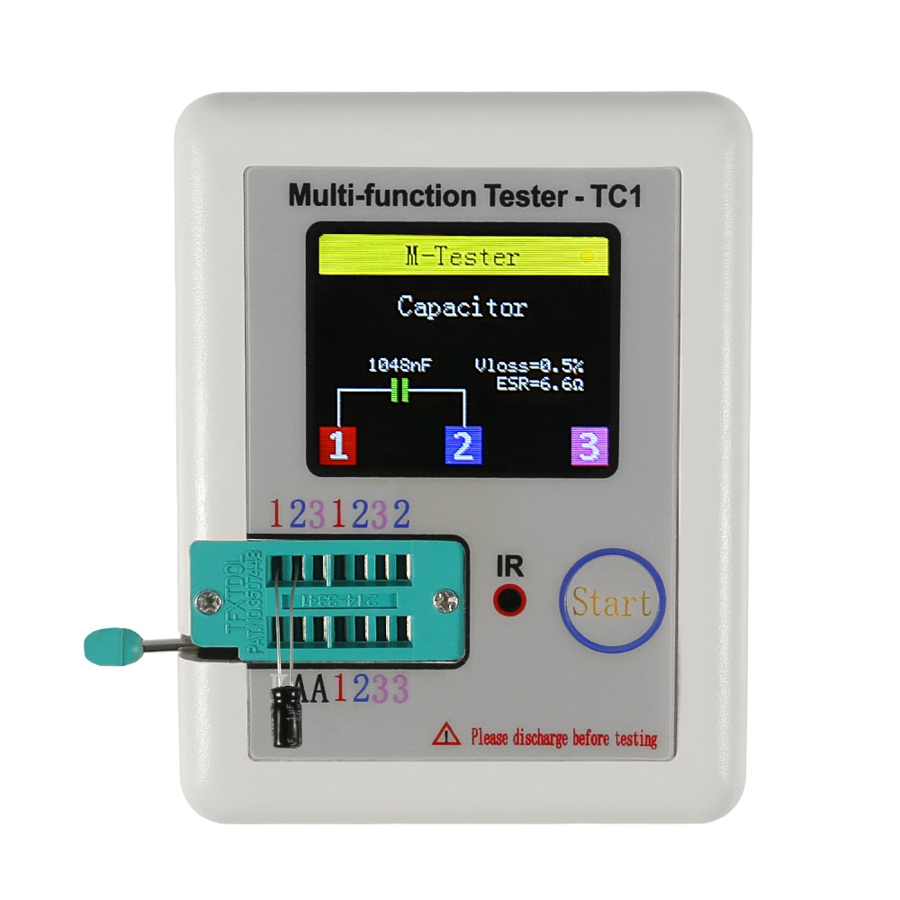 Probador de transistores de lcr-tc1, medidor lcr, tc1, pantalla de 1,8 pulgadas, probador de transistores tft multifunción