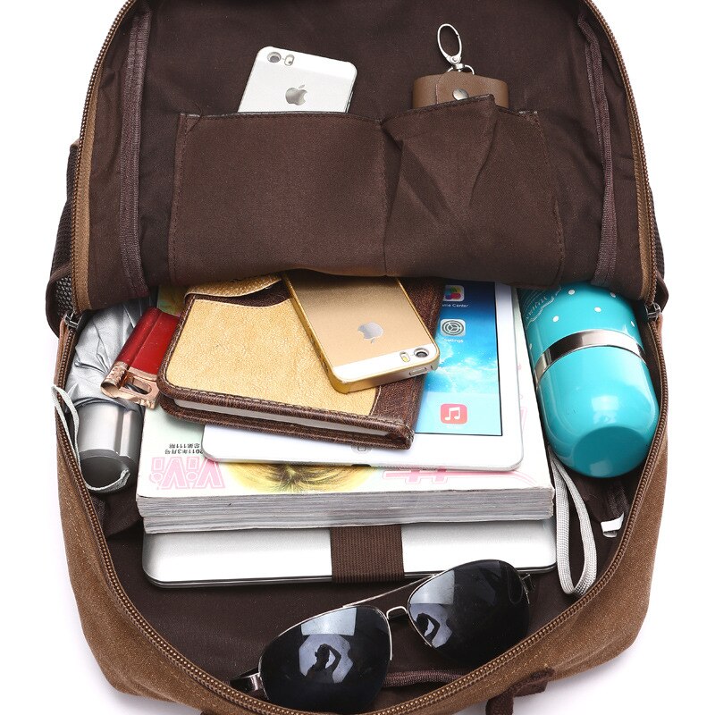 Mochila vintage de lona para hombre, bolso escolar de gran capacidad para ordenador portátil, estudiantes universitarios, para adolescentes,