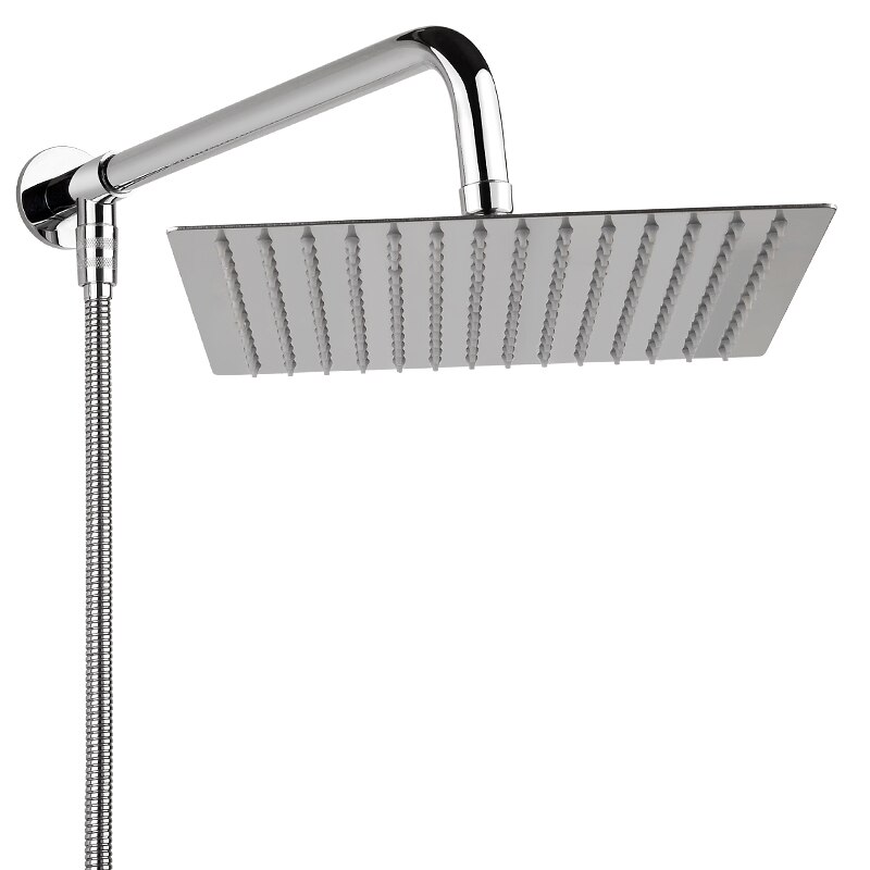 Luxury Bathroom Rainfall Overhead Shower Head, Stainless Steel, Ultra Thin Rain Showerhead with Removable Water Restrictor