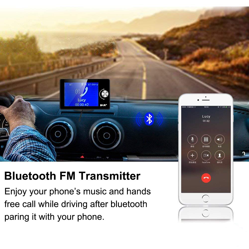 Bærbar bil dab digital radio bluetooth +mp3+ fm+ubegrenset forhåndsinnstilling+håndfri samtale+aux inn/ut+dobbel usb billader+tf kortspill 64g