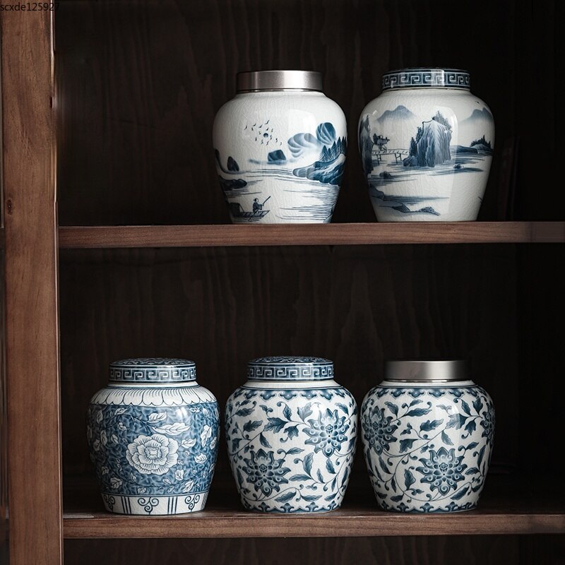 Klassieke Bloem Landschap Patroon Keramische Opslag Pot Met Deksel Grote Capaciteit Thee Blikjes Huishoudelijke Snoep Moer Verzegeld Opslag Jar