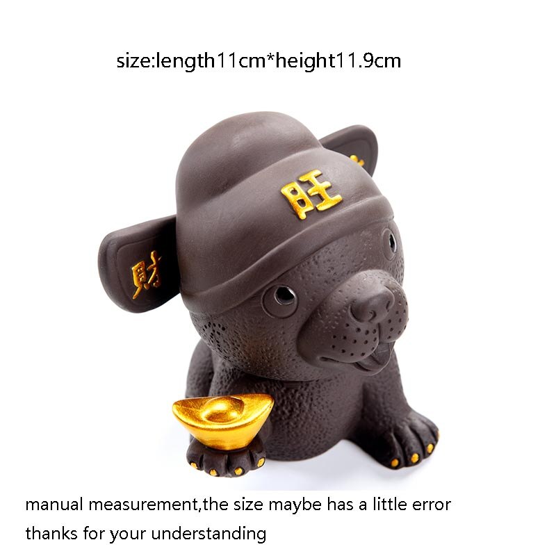 Te kæledyr håndtag naturlig lilla ler skulptur sød hund statue testel tilbehør indretning håndværk boutique bil håndværk: B