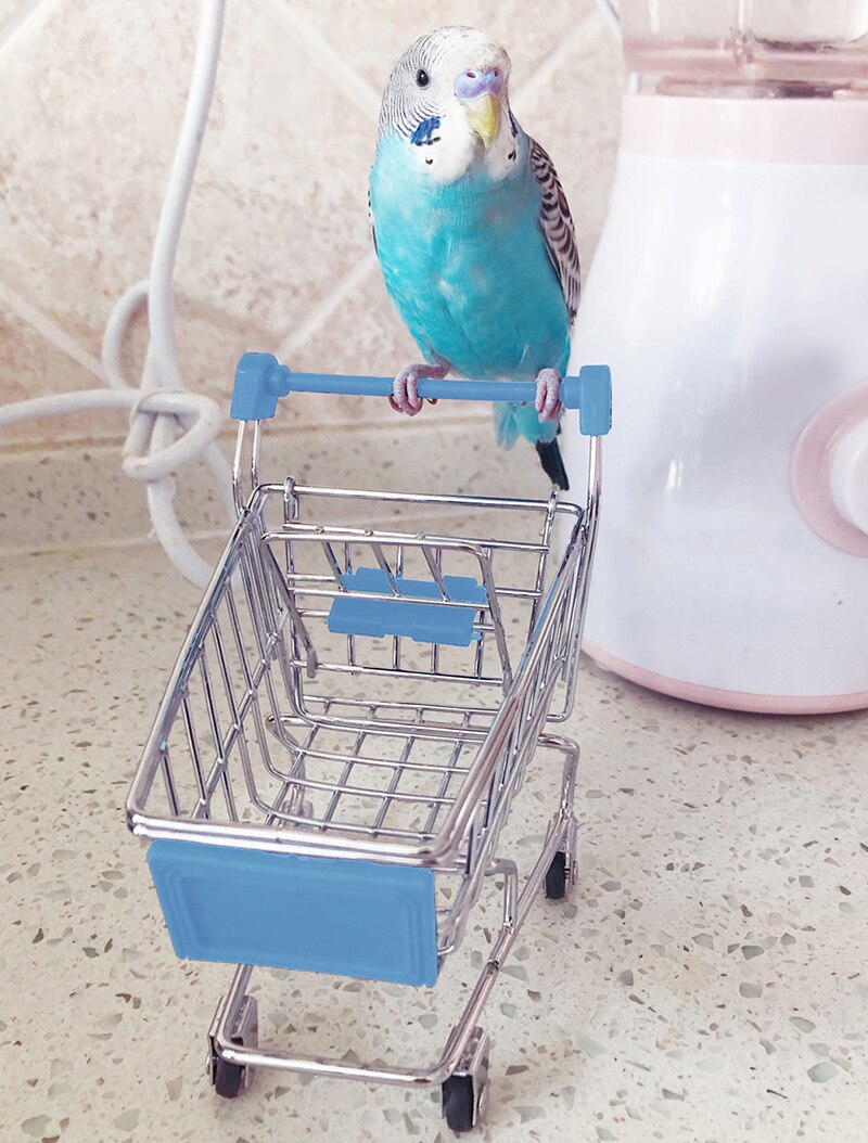Mini kundvagn legering fågel kundvagn låtsas leksak för papegoja förvaring leksak gif små djur tillbehör