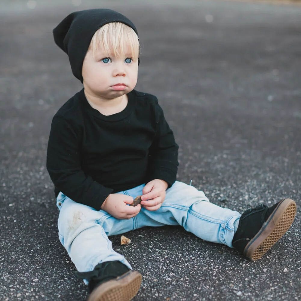 Leuke Effen Kleur Baby Kids Beanie Cap Jongens Meisjes Baby Warm Katoen Gebreide Muts Zachte Warme Beschermen Uw Baby Hoofd in Koud Weer