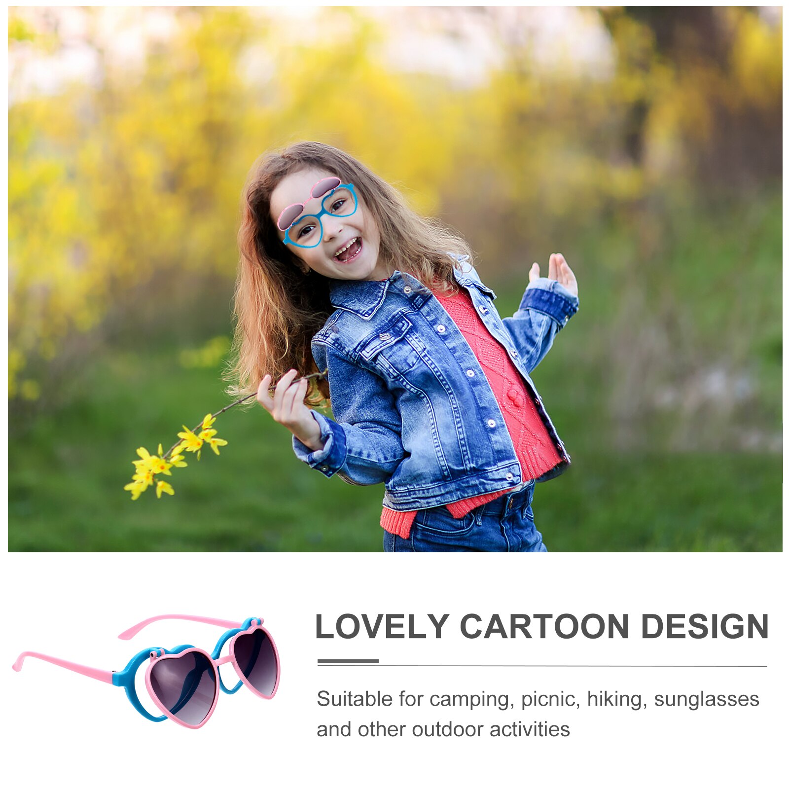 1 par de gafas de sol de dibujos animados para niños, lentes de sol con forma de corazón para jóvenes