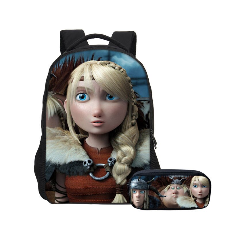 2 unids/set mochila con estampado de furia ligera sin dientes + estuche para lápices cómo entrenar tu mochila de dibujos animados de dragón mochila de viaje para hombre: 14