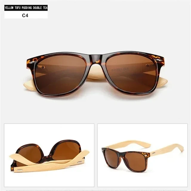 Gafas de sol de madera de 14 colores para hombres y mujeres, gafas de sol cuadradas de bambú para mujeres y hombres, gafas de sol con espejo retro de sol masculino 2025 hechas a mano: YELLOW