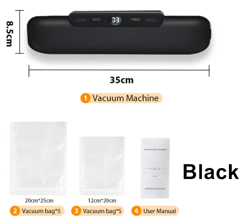Vakuumierer, Verpackungsmaschine, Lebensmittel-Vakuumierer mit kostenlosen 10 Vakuumbeuteln, Vakuum-Lebensmittelversiegelung für Höhle Haushalt: Silber Grau / 220V