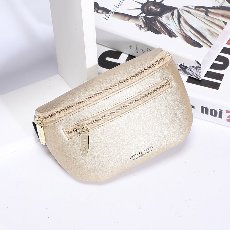 Women Fanny Pack Multi-function Waist &amp; Chest Bag Ladies Belt Crossbody Shoulder Bags Bum Pochete Sac Banana Female Waist Pack: Gold