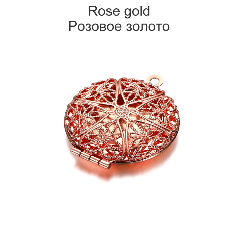 5 st / parti koppar runt foto medaljong öppningsbar medaljong hängande halsband charm för diy smycken gör leveranser tillbehör: Rosa guld