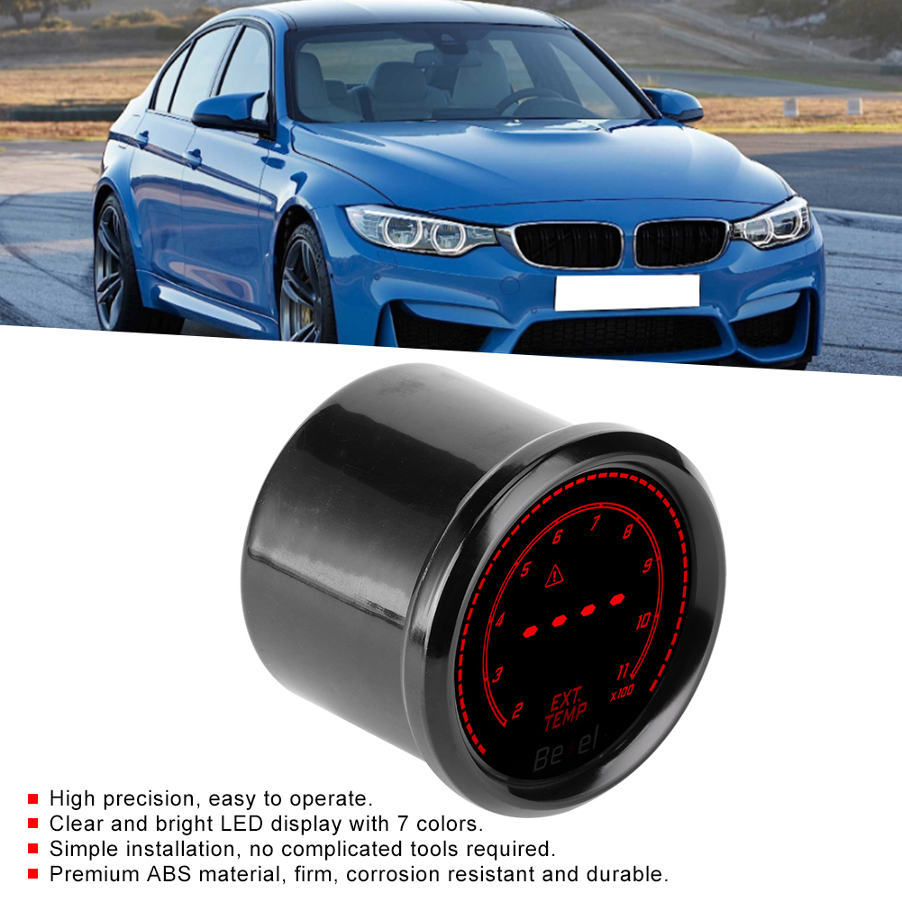 2in/52mm LED Universal Car Exhaust Gas Temperature Gauge 7 Colors Ext Temp Meter EGT Gauge