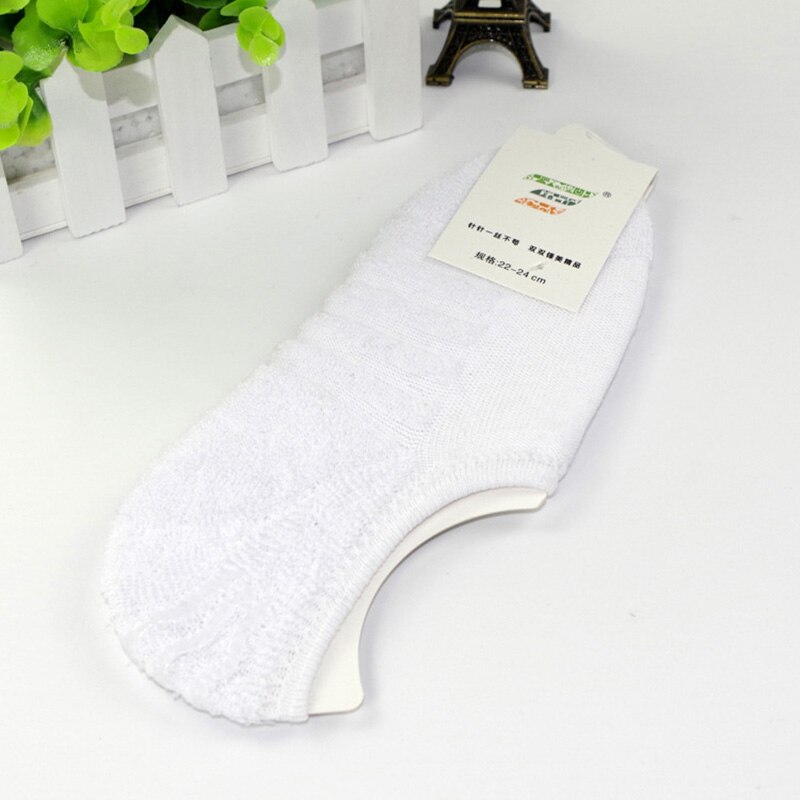 Calcetines de algodón con fondo de toalla para mujer, medias de silicona antideslizantes, invisibles, 5 par/lote, primavera y otoño,: White