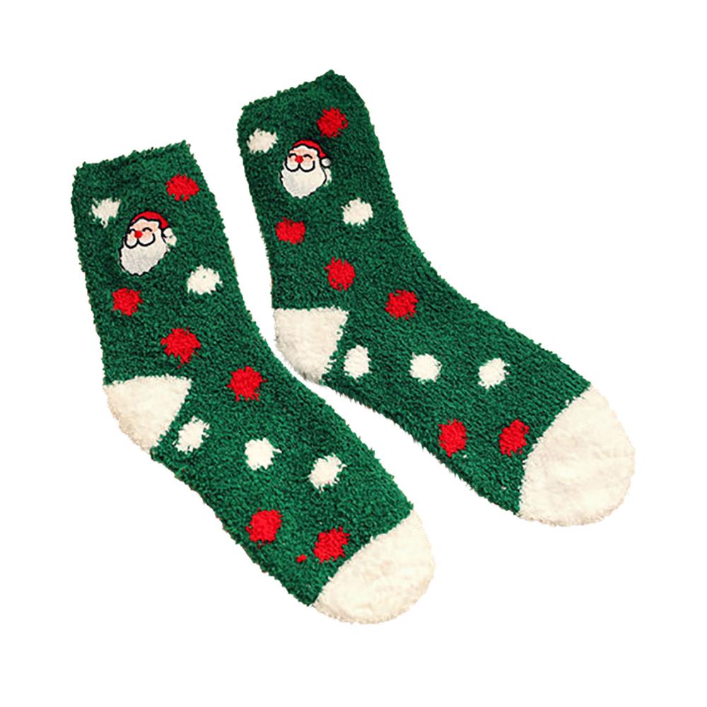 1pc adulto presente de natal meias das mulheres quente coral pelúcia médio tubo meias huissokken kobieta skarpety calcetines mujer: B