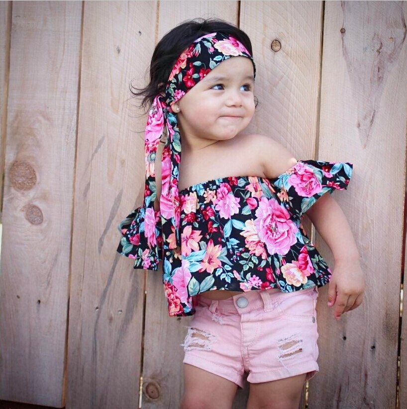 Kids Baby Off Shoulder Tops Toddler Summer Girls Outfits