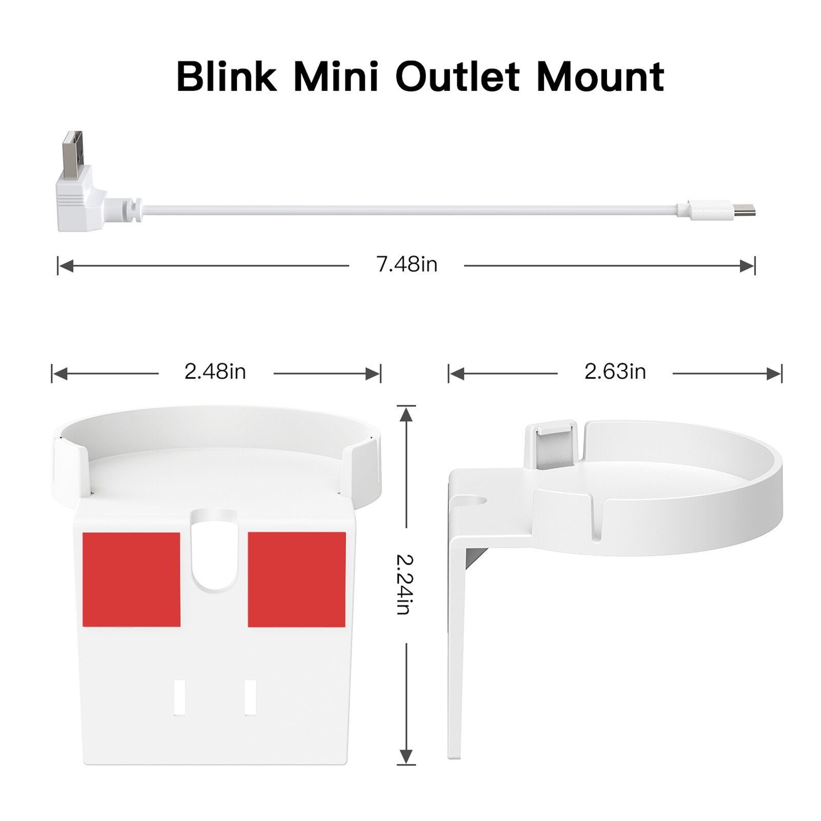 2 Pack Protect Outlet Wall Mount Bracket 360 Degree Swivel AC Outlet Wall Plug Mount Stand Holder Bracket for Blink Mini(US)