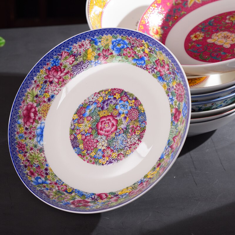 8 tommer jingdezhen kinesisk keramikben kina madplader hjem køkkenredskaber porcelæn aftensmad tallerken farve emalje bordservice