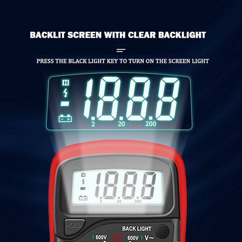 AN8205C Digital Multimeter AC/DC Ammeters Volt Ohm Tester Meter Multimetro With Thermocouple LCD Backlight Portable