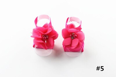 Baby Lace Foot Flower Barefoot Shoes Decorated Toddler Infant Socks Summer Style Sweet Accessories For Girl Photo Props: rose red