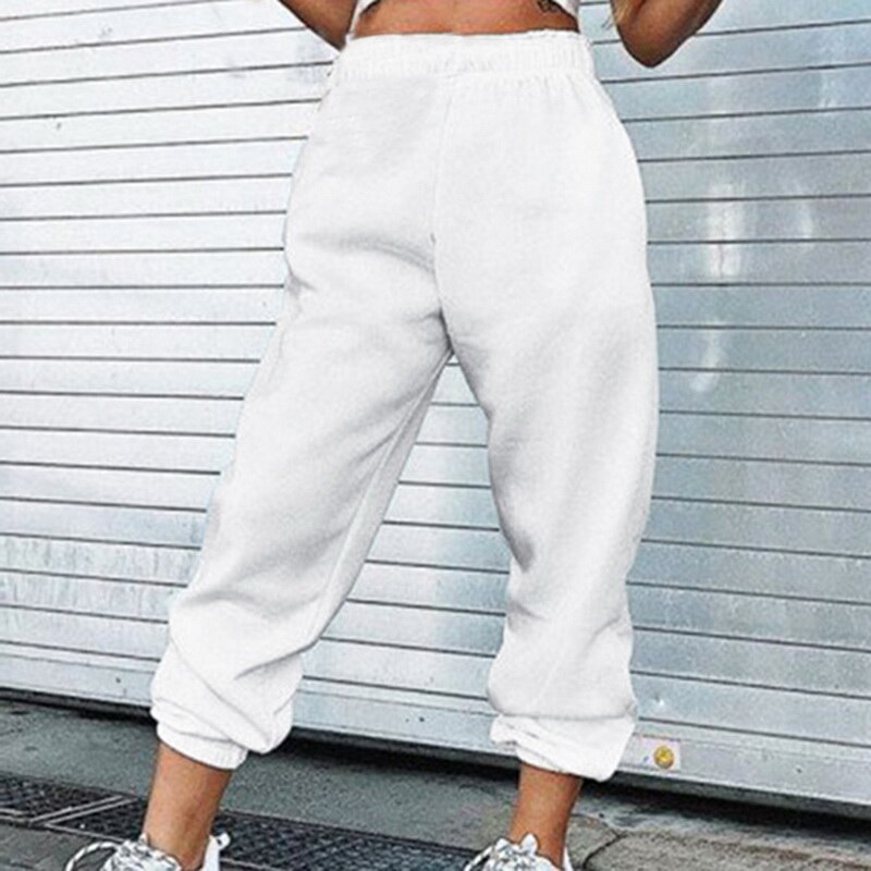 Harajuku Jogger Breite Bein Jogginghose Frauen Hosen Plus Größe Hohe Taille Hosen Streetwear Koreanische Beiläufige Kurze Schlauch Femme Herbst: Weiß / XXL
