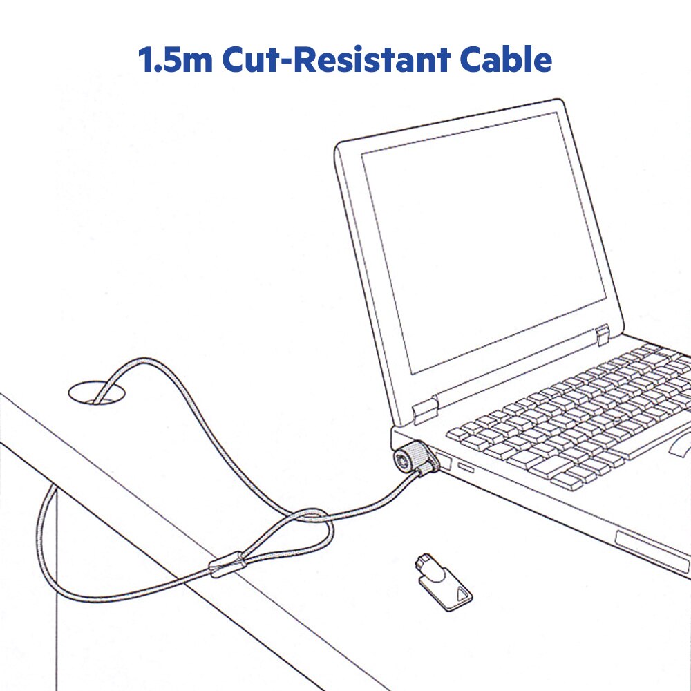 Kensington Original Keyed Laptop Lock with 1.5m Steel Cable Anti Theft for Monitor and Projector K64636