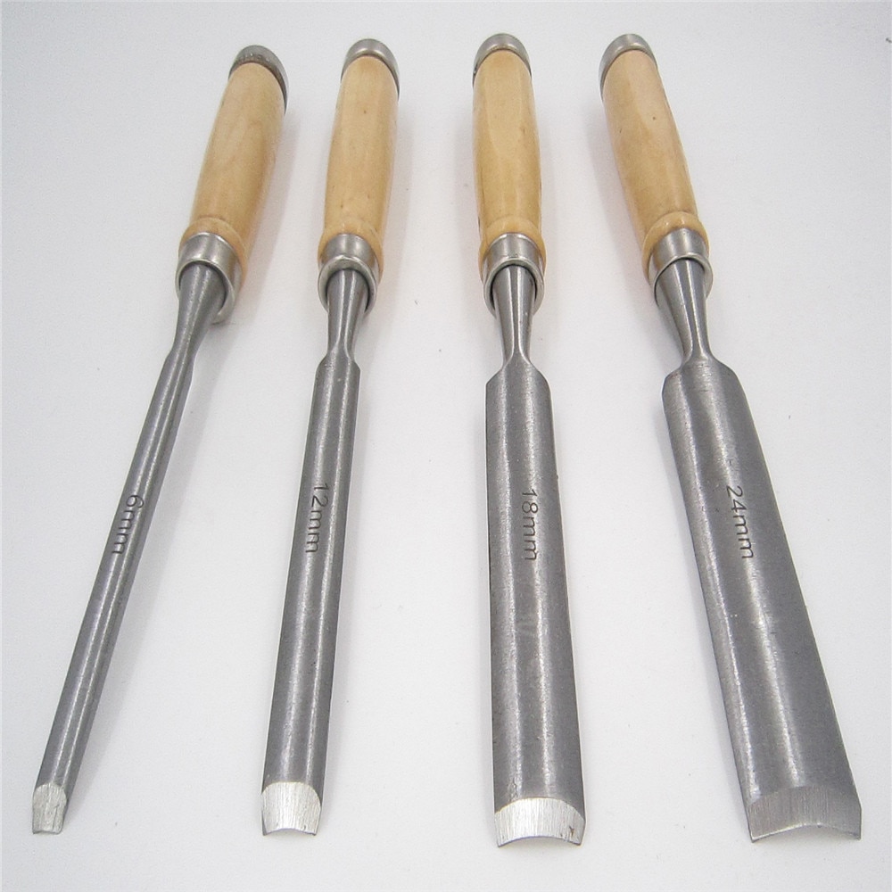 4Pcs Woodwork Wood Gouge Chip Carpentry Mortise Woodcut Carve Chisel Sculpture Craft Woodcarve Art Artist Carpenter