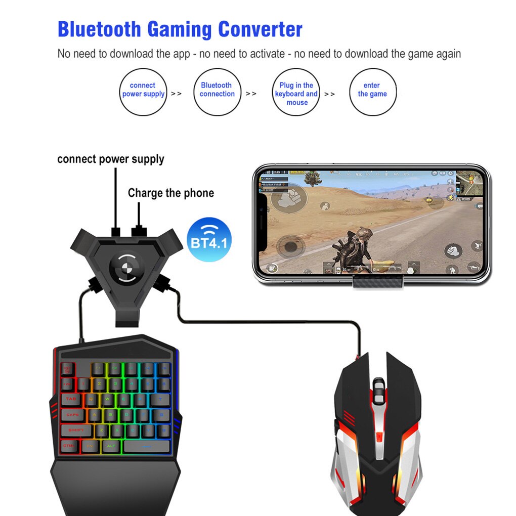 Mobiele Telefoon Gamepad Controller Gaming Toetsenbord Muis Converter Bluetooth 5.0 Gamer Adapter