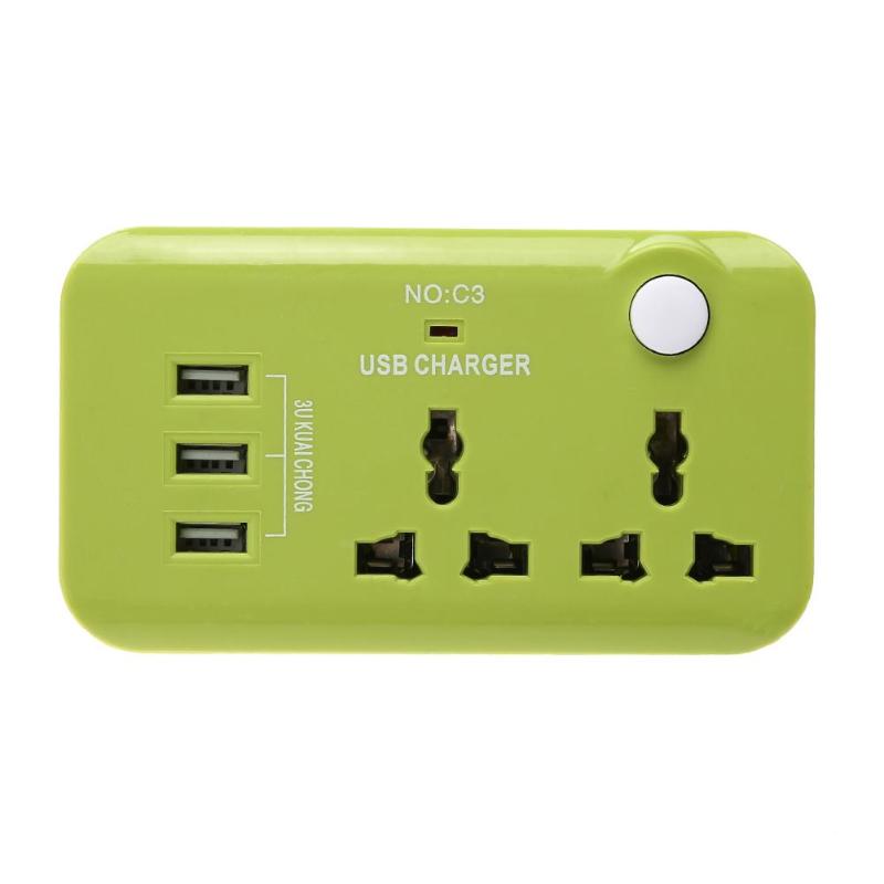 5V 10A UK Plug 3 USB Port Quick Charging Hub Charger Universal Adapter Dock Power Strip Travel Converter AC 110-250V