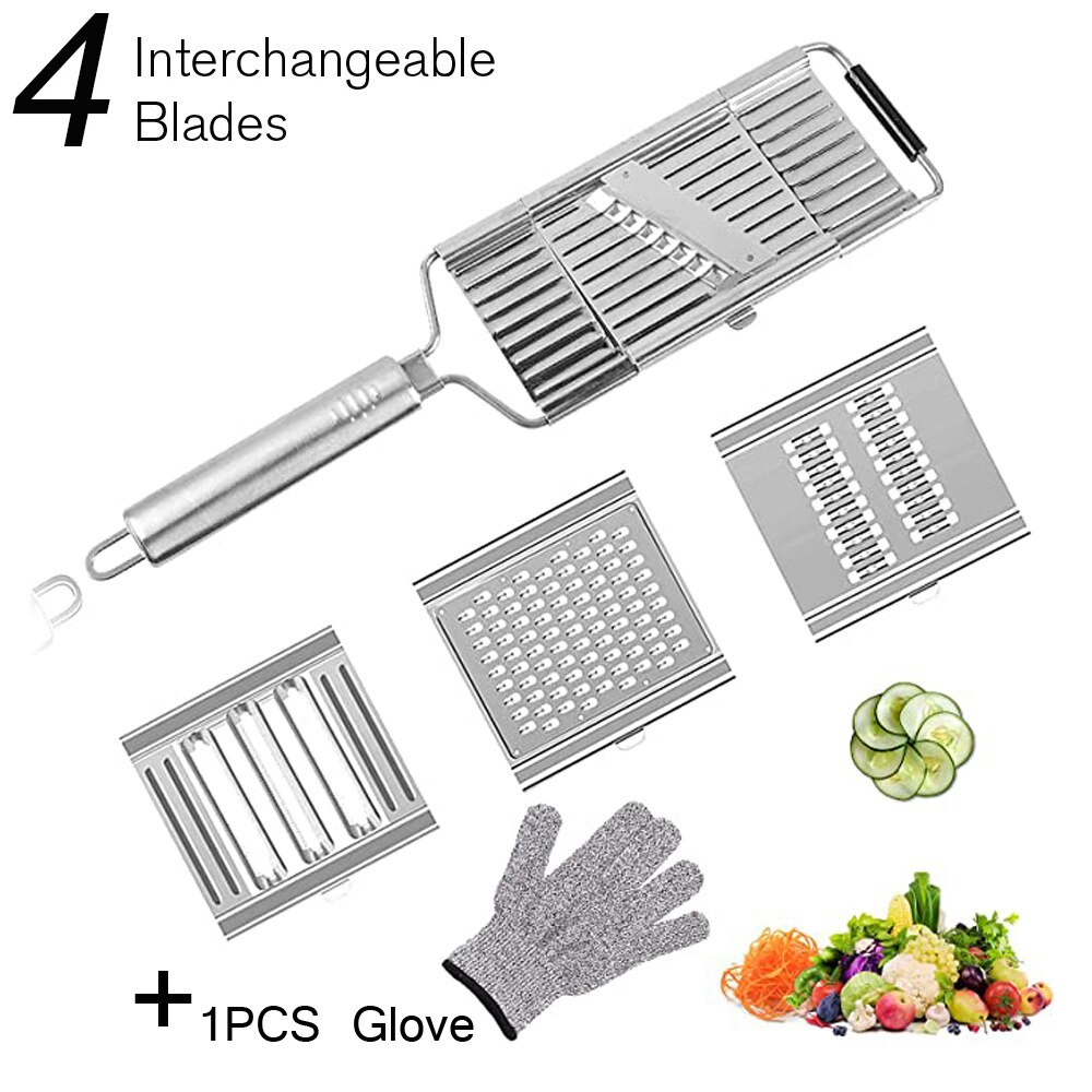 4in1Multi-purpose Vegetable Slicer Stainless Steel Grater Cutter Shredders Fruit Potato Peeler Carrot Grater Kitchen Accessories