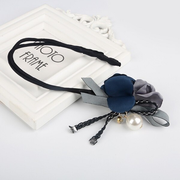 Colgante de perlas y flores para hacer moños, Donut mágico, herramientas de peinado fáciles, productos de peinado, accesorios para el cabello para niñas y mujeres: 02 Navy Gray