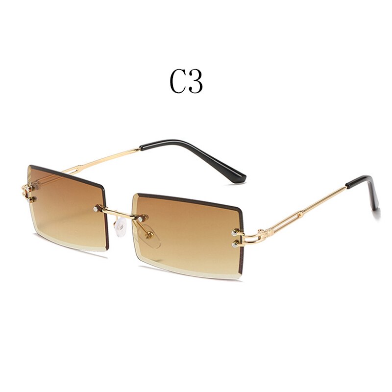 Gafas de sol sin montura para hombre y mujer, anteojos de sol a la cuadrada, populares, de viaje, para verano,: C3