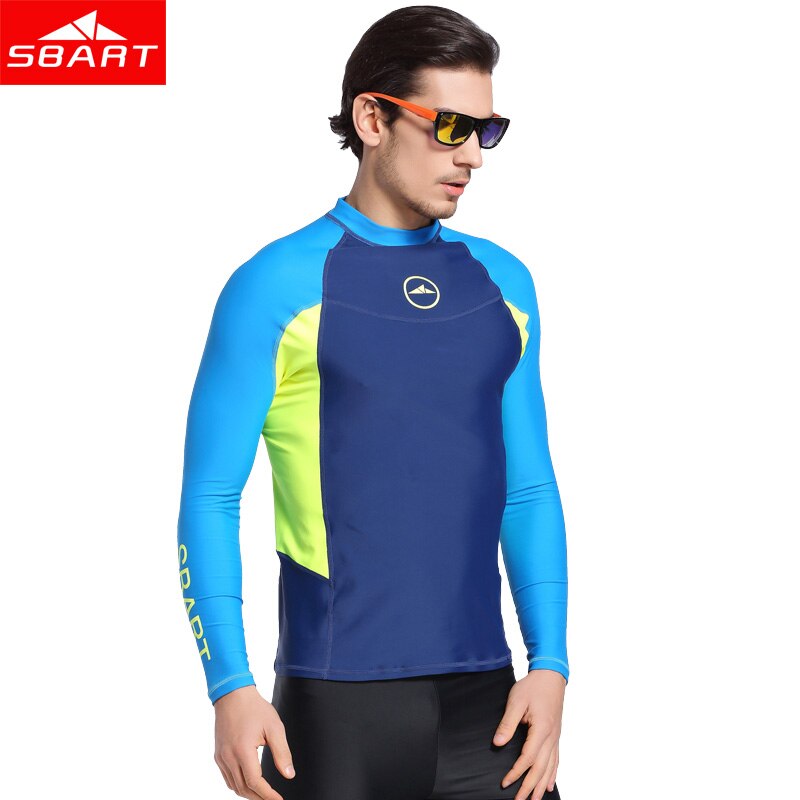 SBART Long Sleeve Men Wetsuit Swimwear Srufing Shirt Lycra Sun Protective Wetsuit Tops Diving Snorkle Swimming Surfing Rashguard